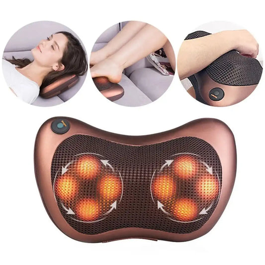 Multipurpose Electric Massage Pillow for Neck and Back with Heating – Ideal for Car and Home Use